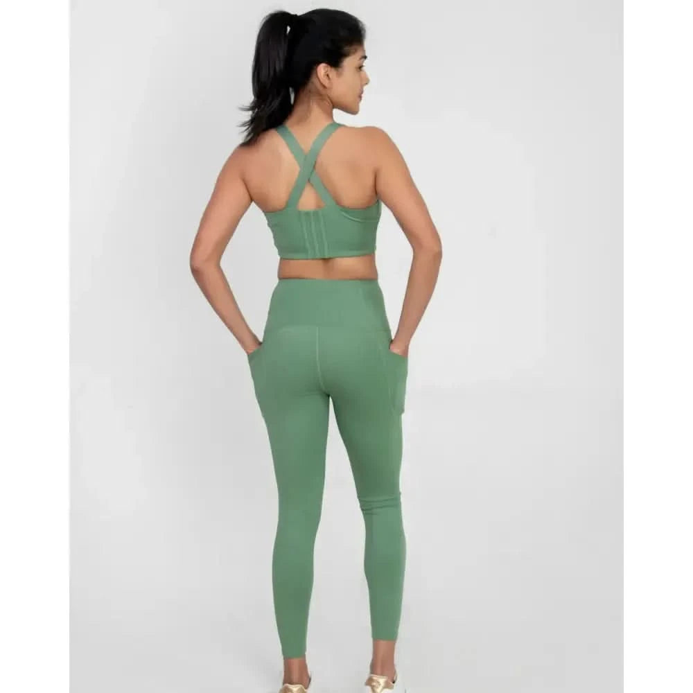Mint Green High Waisted Versatile Leggings with Pockets | Ultra - Soft, Squat - Proof & Anti - Camel Toe Design - felic