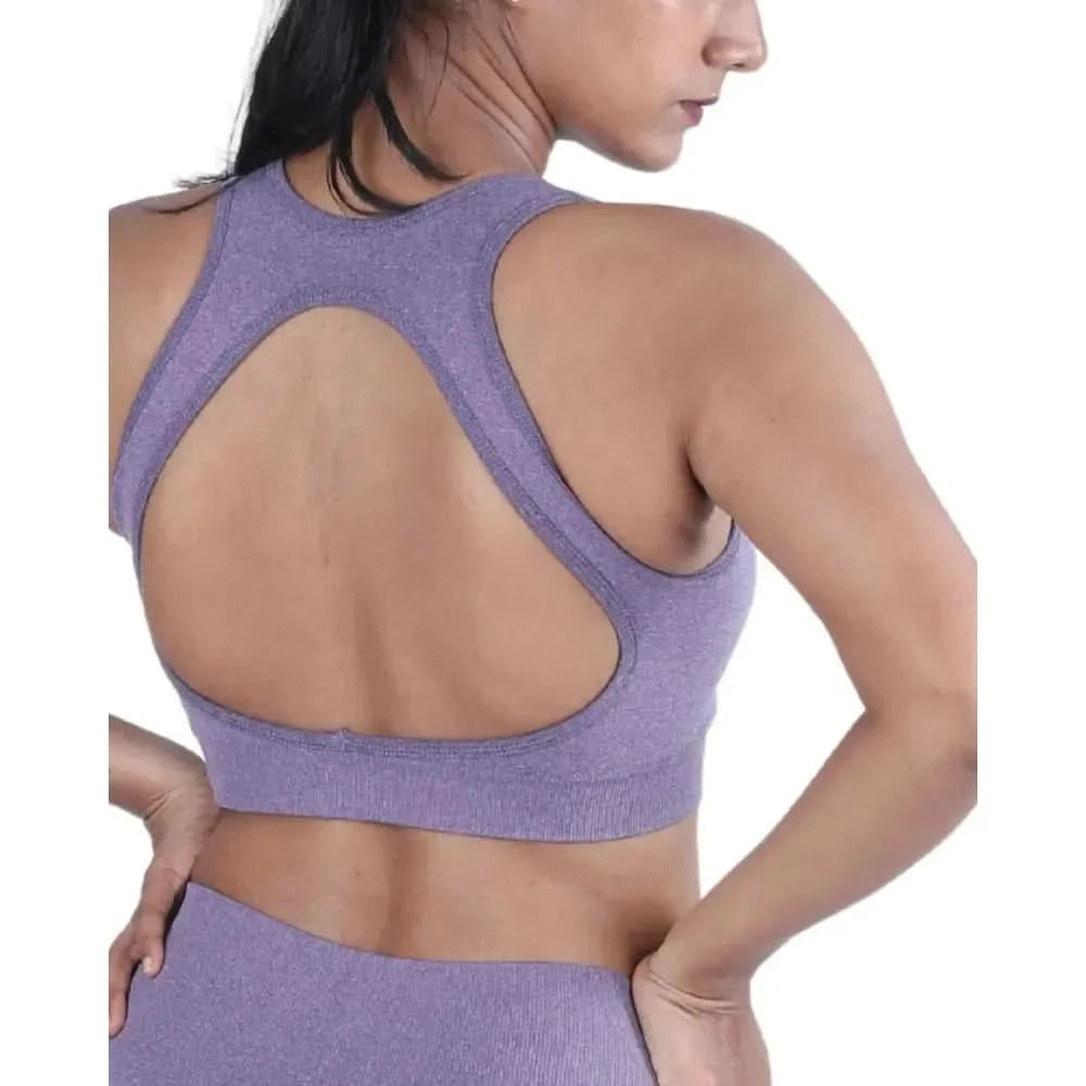 Muted Lavender Fit & Sculpt High Neck Seamless Bra with Full Coverage & Removable Pads - felic