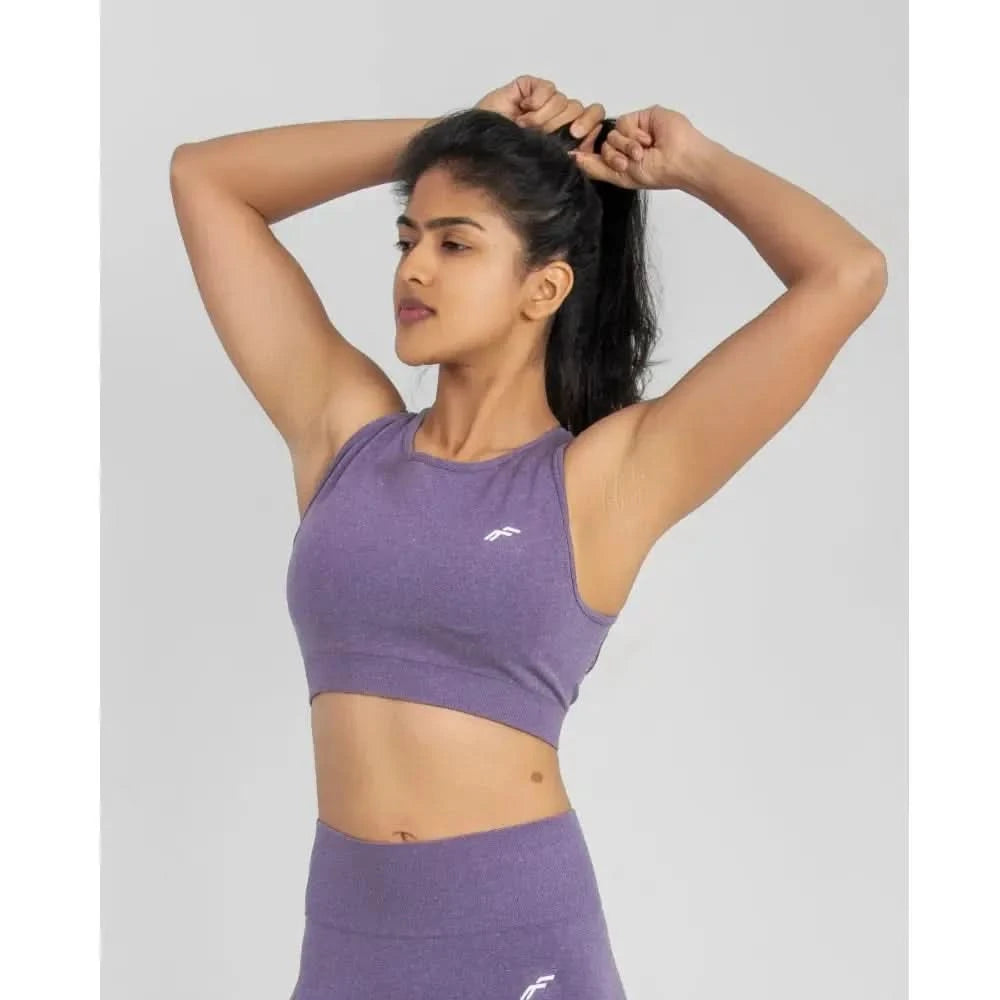Muted Lavender Fit & Sculpt High Neck Seamless Bra with Full Coverage & Removable Pads - felic