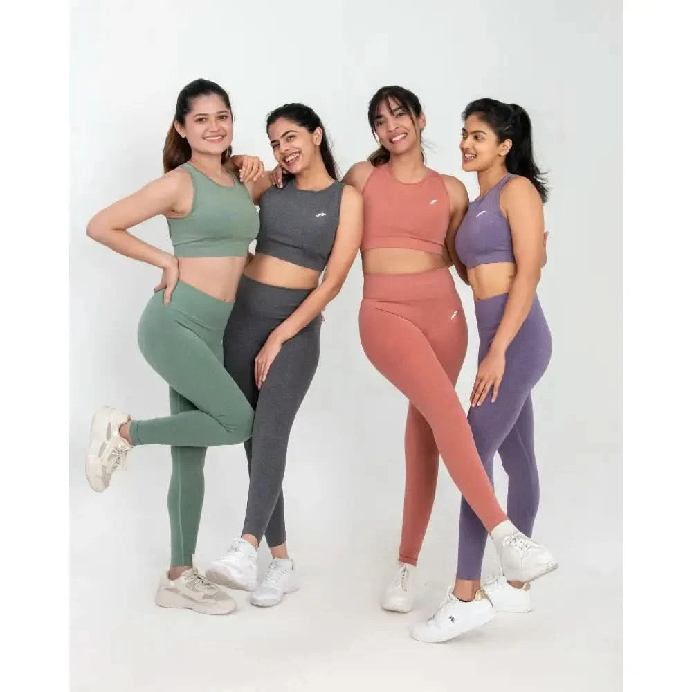 Muted Lavender High Waisted Seamless Leggings | Anti Camel Toe, Squat proof, Stretchy Supported Fit - felic