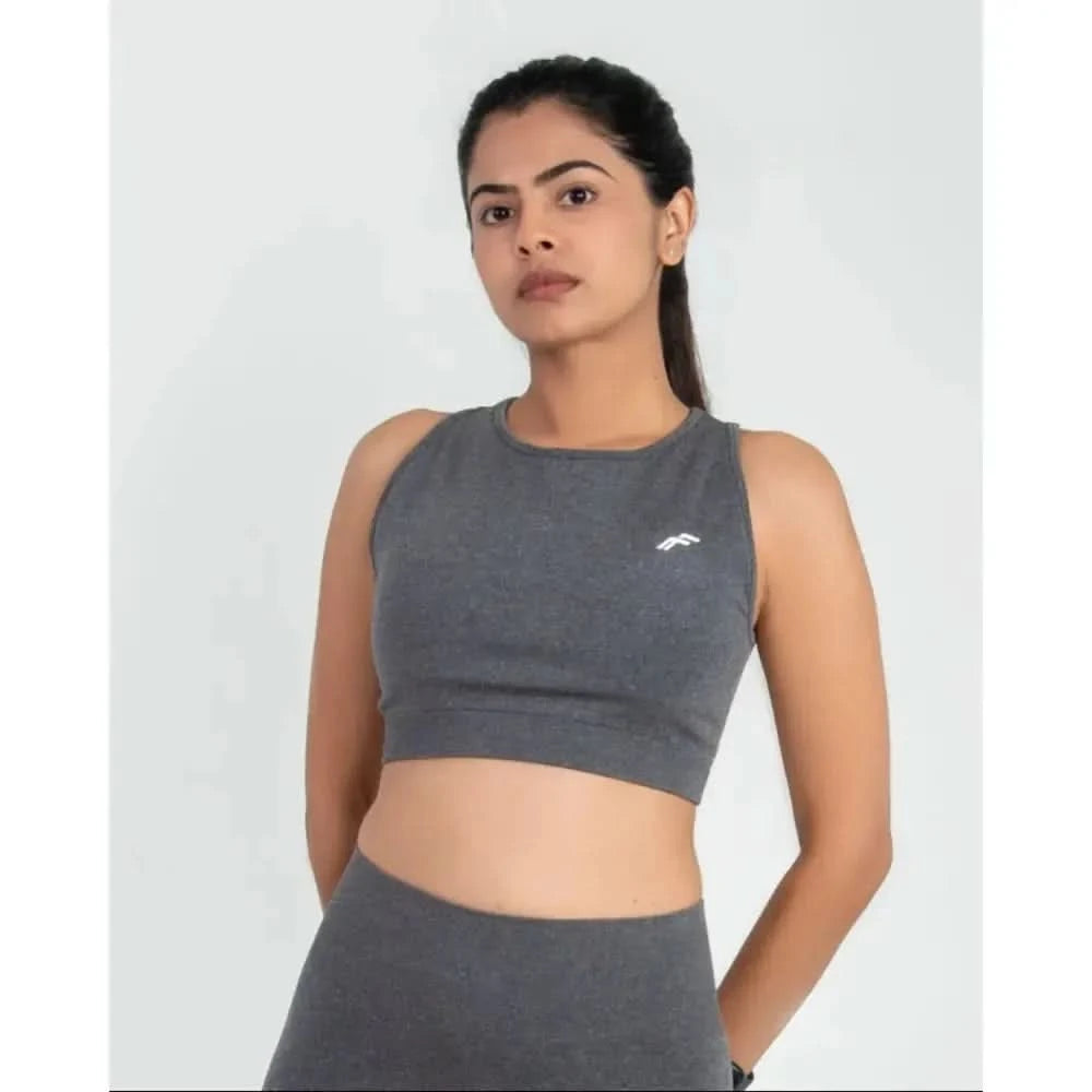 Space Grey Fit & Sculpt High Neck Seamless Bra with Full Coverage & Removable Pads - felic