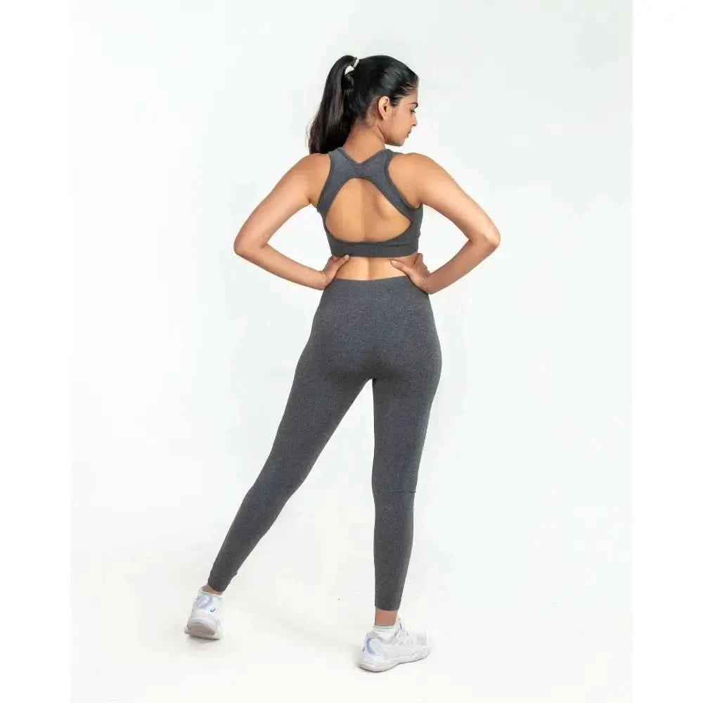 Space Grey High Waisted Seamless Leggings | Anti Camel Toe, Squat proof, Stretchy Supported Fit - felic