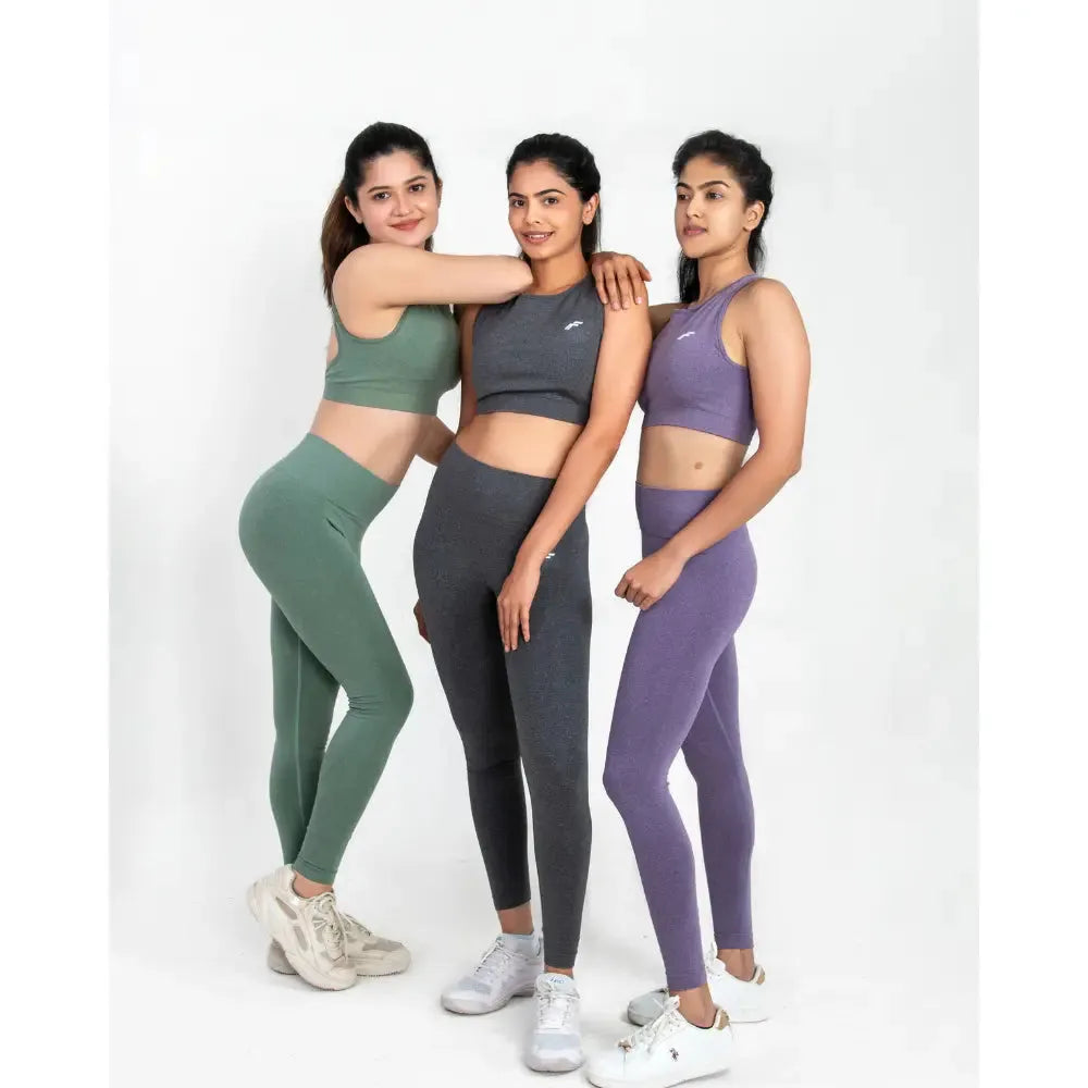 Space Grey High Waisted Seamless Leggings | Anti Camel Toe, Squat proof, Stretchy Supported Fit - felic