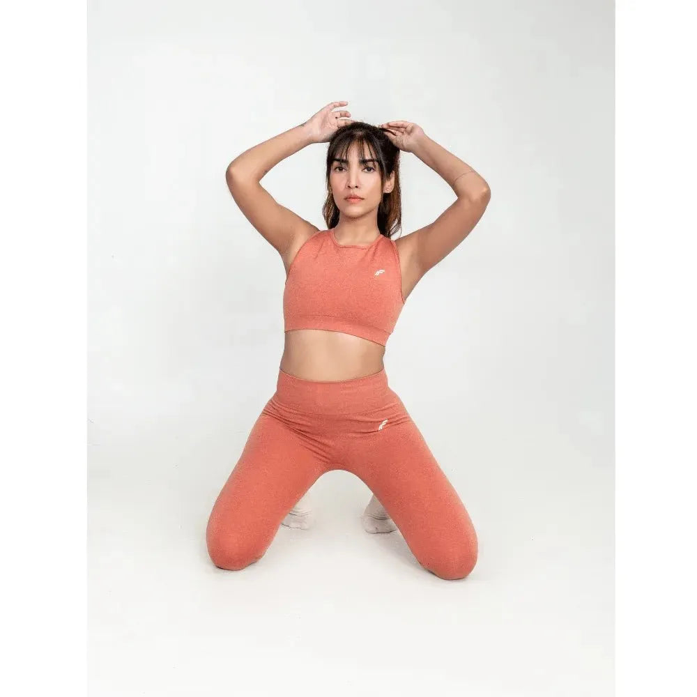 Dusty Pink Fit & Sculpt High Neck Seamless Bra with Full Coverage & Removable Pads - felic