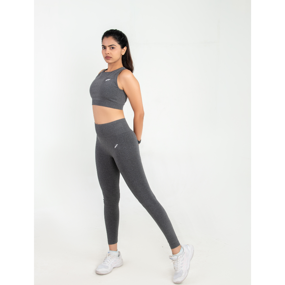 Space Grey Fit & Sculpt High Neck Seamless Bra with Full Coverage & Removable Pads