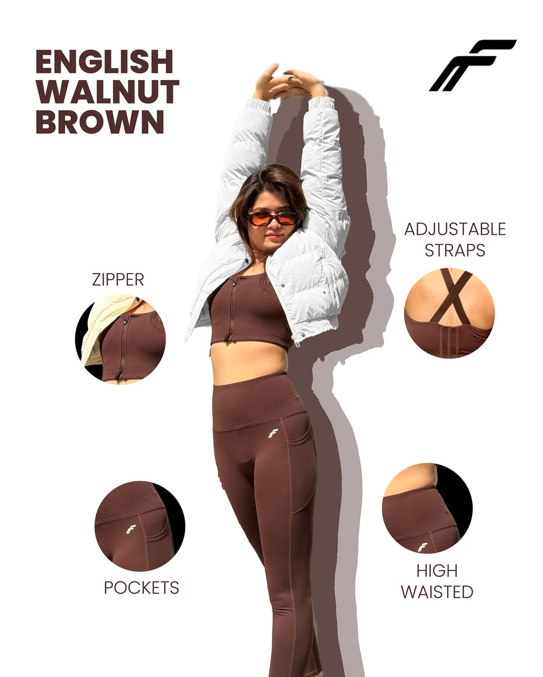 English Walnut High Waisted Versatile Leggings with Pockets | Ultra-Soft, Squat-Proof & Anti-Camel Toe Design