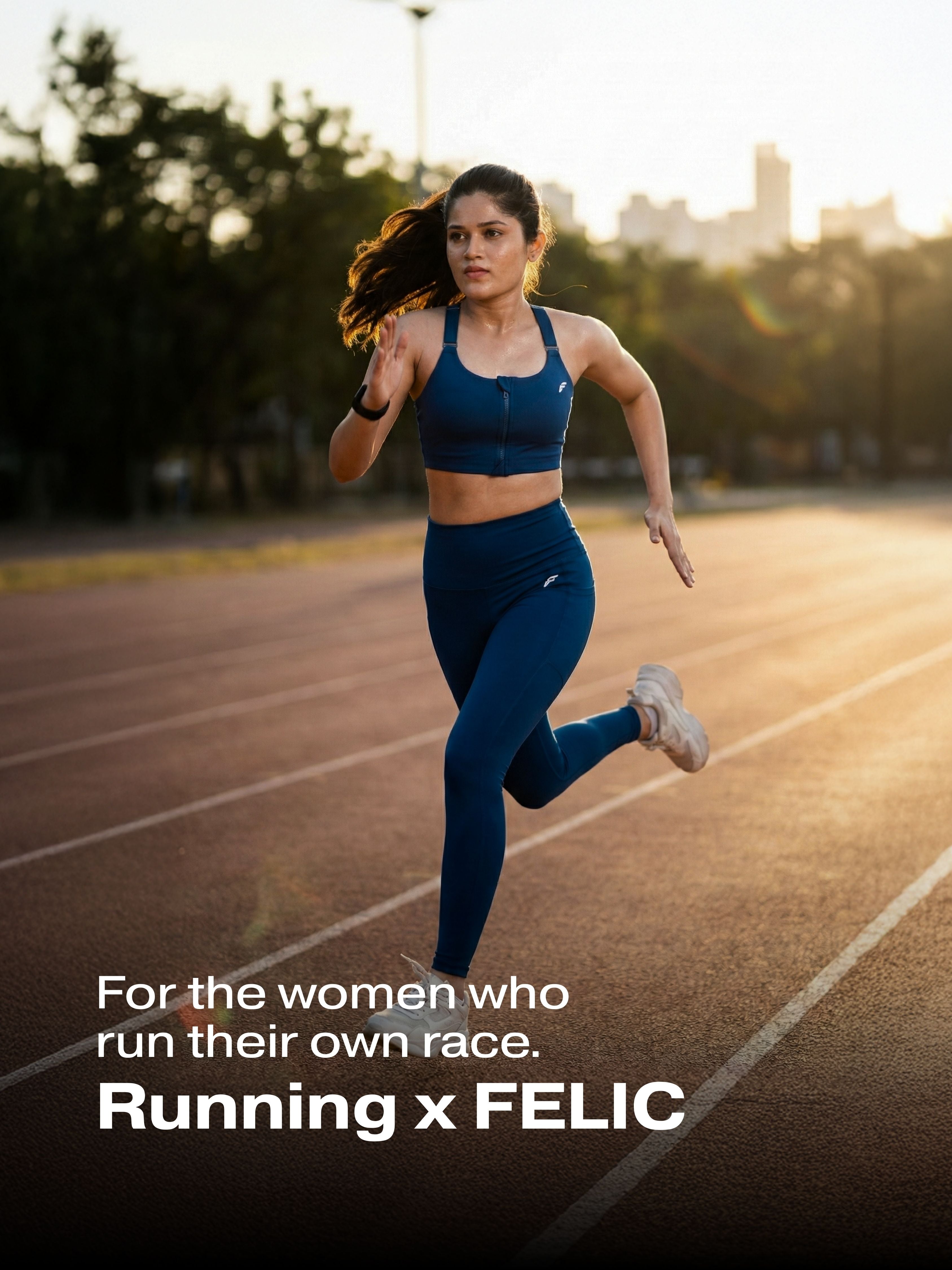 Navy Blue Versatile Sports Bra with Front Zipper, Full Coverage & Adjustable Straps