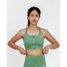 Mint Green Versatile Sports Bra with Front Zipper, Full Coverage & Adjustable Straps