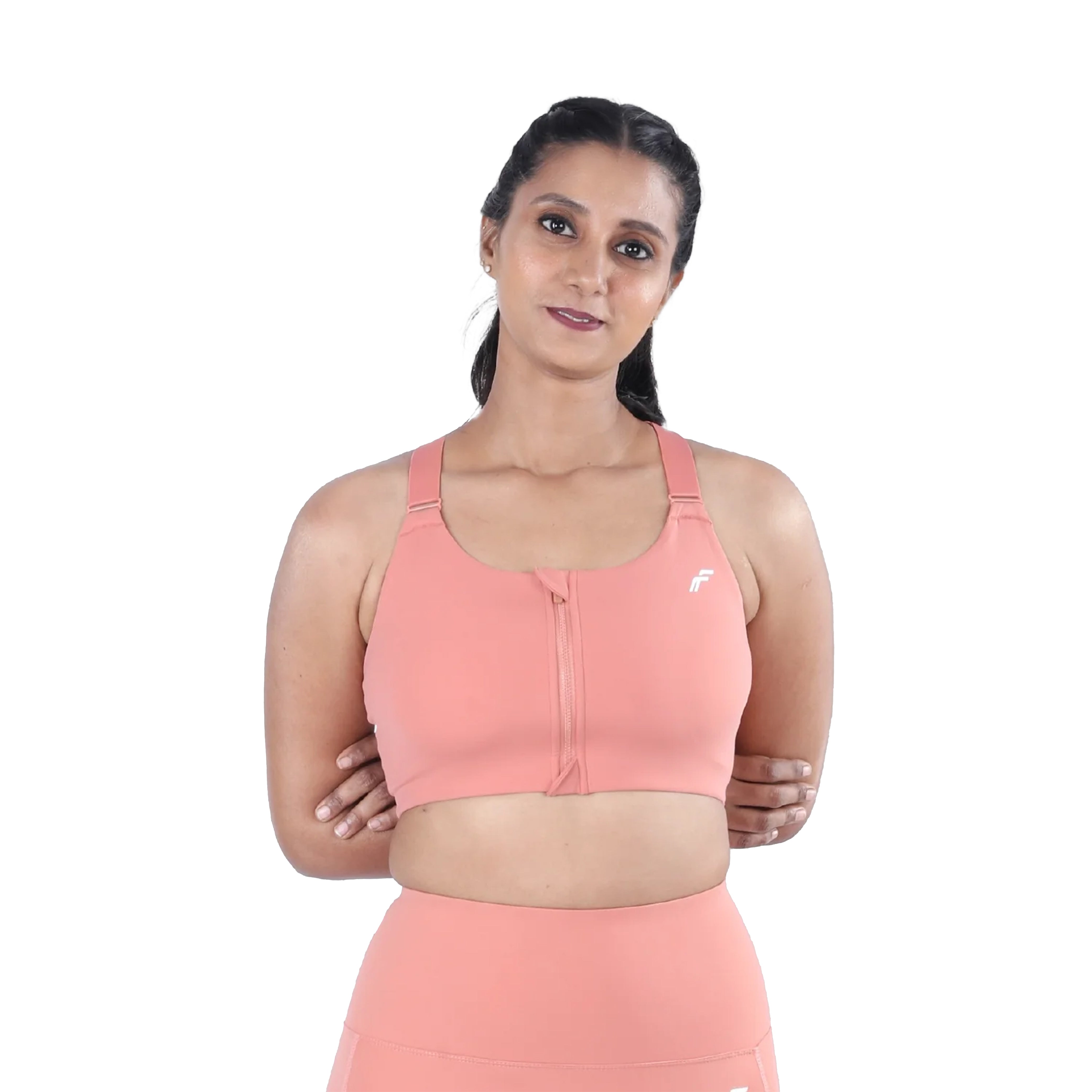 Dusty Pink Fit & Sculpt High Neck Seamless Bra with Full Coverage & Removable Pads