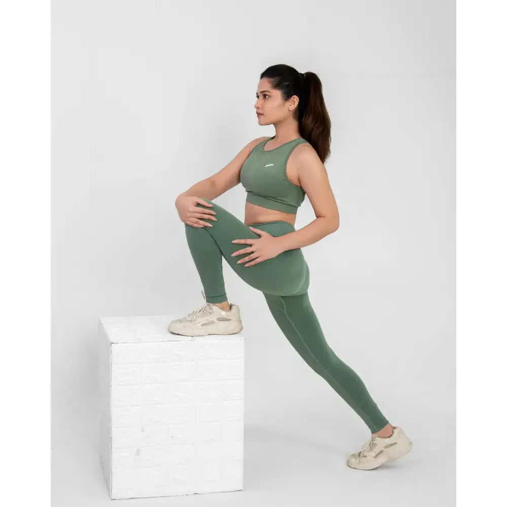 Mint Green Fit & Sculpt High Neck Seamless Bra with Full Coverage & Removable Pads