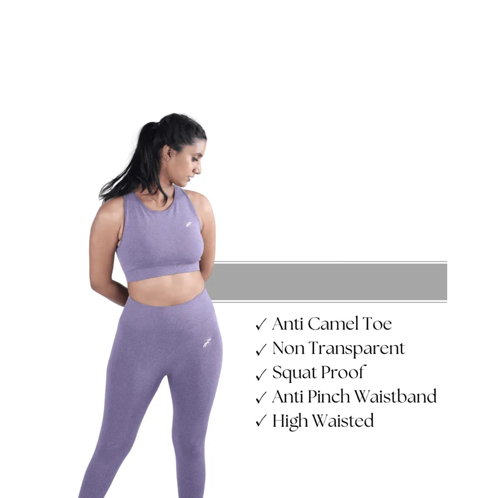 Muted Lavender High Waisted Seamless Leggings | Anti Camel Toe, Squat proof, Stretchy Supported Fit - felic