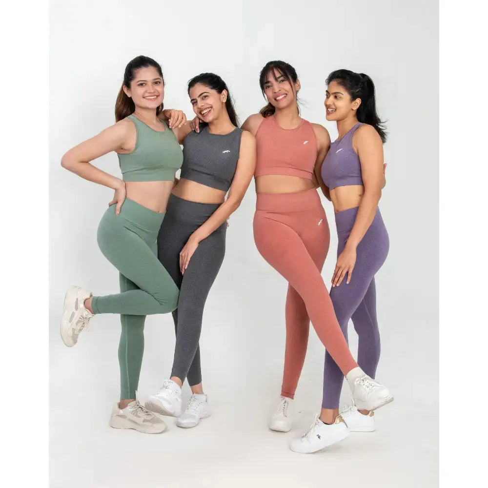 Muted Lavender High Waisted Seamless Leggings | Anti Camel Toe, Squat proof, Stretchy Supported Fit - felic