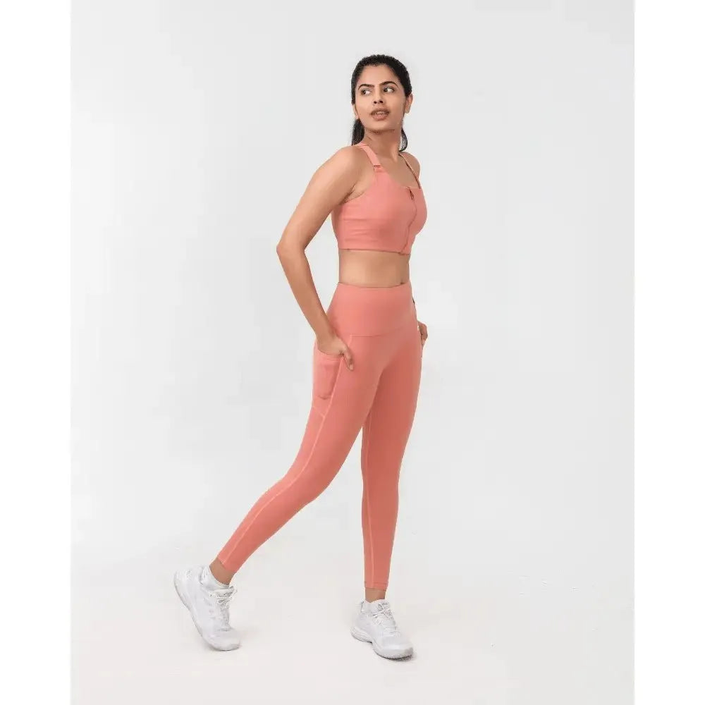 Dusty Pink High - Waisted Versatile Leggings with Pockets | Ultra - Soft, Squat - Proof & Anti - Camel Toe Design - felic