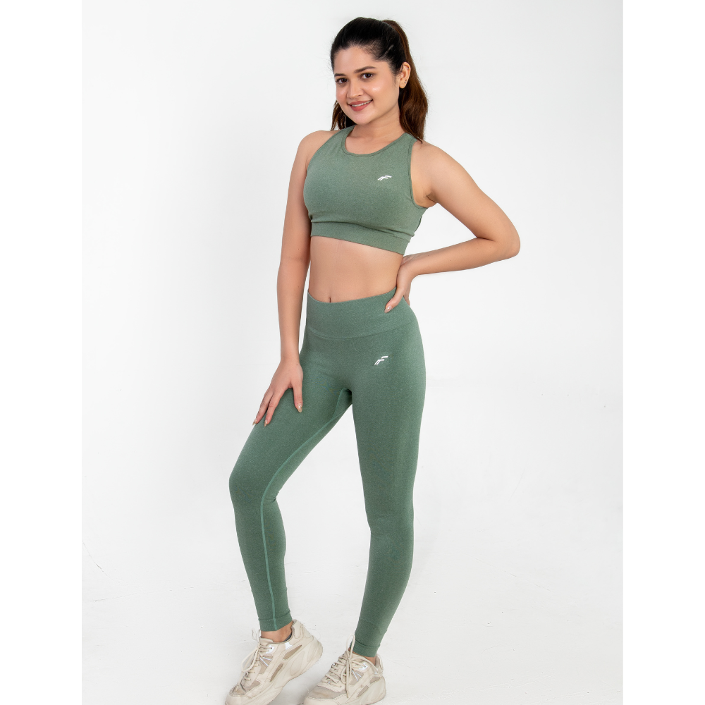 Mint Green Fit & Sculpt High Neck Seamless Bra with Full Coverage & Removable Pads