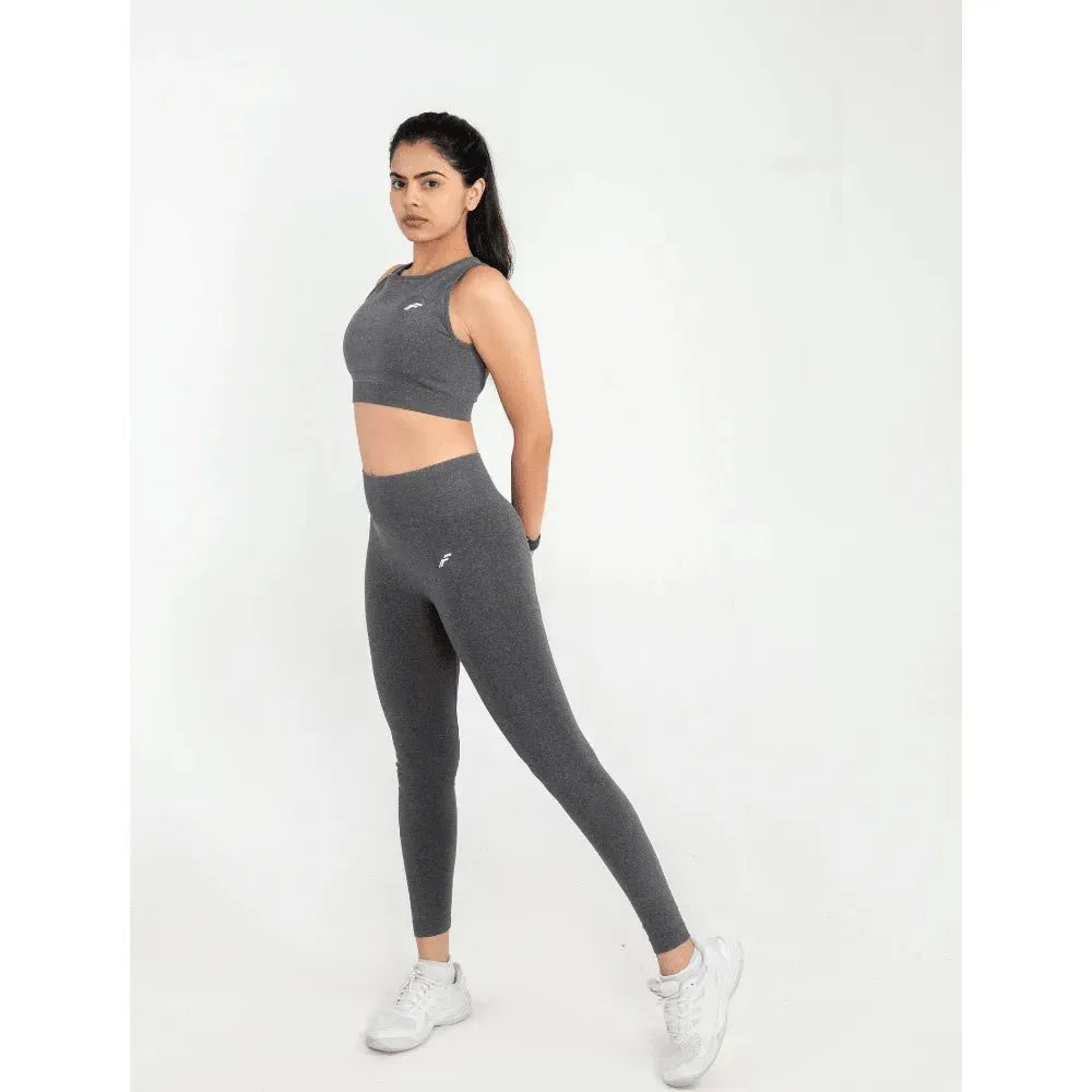 Space Grey High Waisted Seamless Leggings | Anti Camel Toe, Squat proof, Stretchy Supported Fit - felic