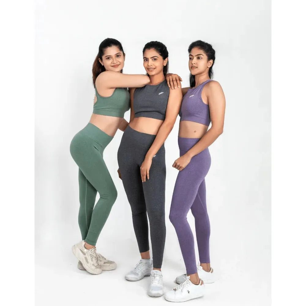 Space Grey Fit & Sculpt High Neck Seamless Bra with Full Coverage & Removable Pads - felic